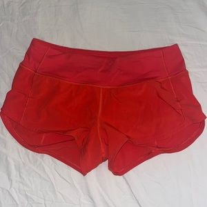 RARE COLOR Red Lululemon Shorts Speed Up Shorts 2.5”